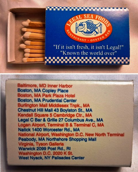 Matchbox – Legal Sea Foods Restaurant (Nationwide)